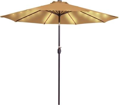 China Danlong Modern Hot-Selling 9 Feet 32 ​​LED Solar Powered Outdoor Patio Umbrella with Crank and Tilt for Garden Poolside Yard for sale