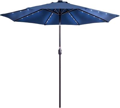 China Danlong Modern Good Quality Solar Powered 32 LED Lighted Outdoor Patio Umbrella with Crank and Push Button Tilt for Garden Yard for sale