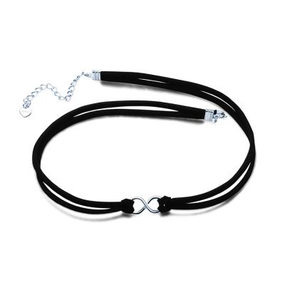 China FASHIONABLE Women's Black Necklace Infinity Choker Necklace Silver Clavicle Chain for sale