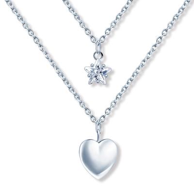 China Fashionable jewwelry 2021 layer heart zircorn necklace woman 925 sterling silver women for sale