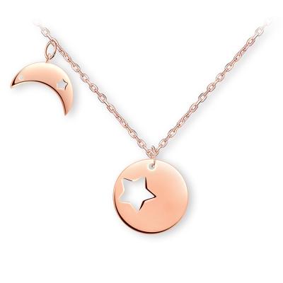 China TRENDY Moon and Star Necklaces 925 Sterling Silver Coin Necklace for sale