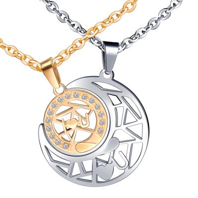 China FASHIONABLE Personalized Moon and Star Necklaces Stainless Steel Couples Necklace for sale