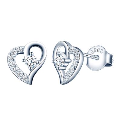 China Luxury Nickel Free Zircon Earrings 925 Silver Heart Earing Bridal Jewelry For Women for sale