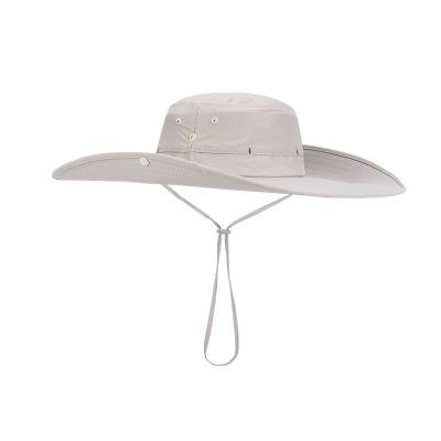 China Custom Fashion Sun Protection Large Plain Brim Boonie Hats Foldable Fishing Bucket Hat With String for sale