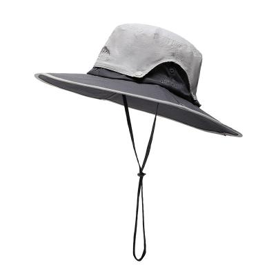 China Outdoor Camping Sun Protection Bush Walking Foldable Wide Brim Bucket Hat With String Custom Fishing Hat for sale