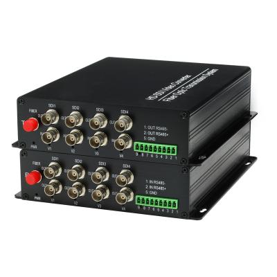 China 4v-hd-sdi 1080P cctv video optical media converter +1 channel RS485 data, by S/M 20Km optical fiber transmission for sale