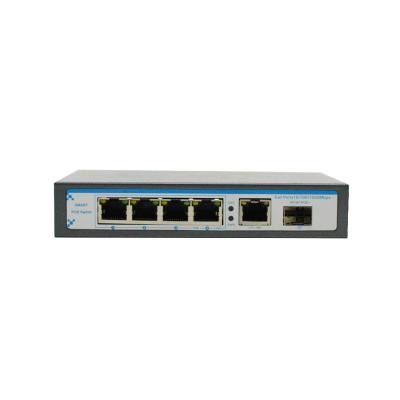 China Security 6 Ports POE Switch With 4 x 1000M PoE Ports+1 Gigabit Fiber Port+1 SFP for sale