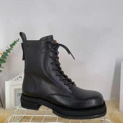 China 2022 New Designer Durable Custom Fashionable Women Leather Leather Ankle Boot Women Genuine Leather Single Boot Martin Boot for sale