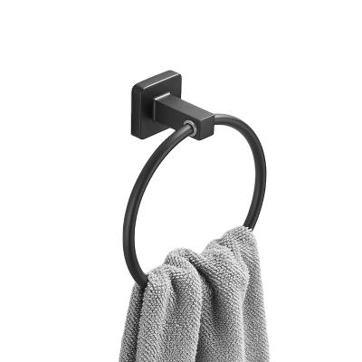 China Modern Wall Mounted Towel Ring Square Not Easy To Rust Dual Use Space Towel Bathroom Aluminum Square Towel Ring Without Ring Punch for sale