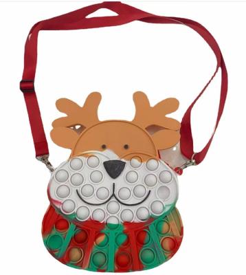 China 2021 Eco-friendly Newcomer Toy Christmas relief fidgety person shoulder bag animal bag silicone material cute popular toy kids eco-friendly Christmas gift for sale