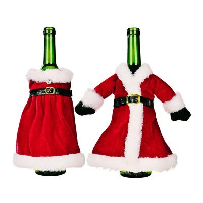 China New Fashion Design Luxurious Creative Skirt Dress Christmas Red Wine Bottle Cover For Christmas Table Decorations for sale