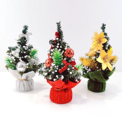 China 2022 Style Mini 20cm Small Christmas Tree Artificial Christmas Trees Cute Merry Christmas Desktop Decorations for sale