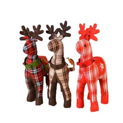 China High Quality Christmas Decoration Plush Plaid Christmas Elk Moose Reindeer Cloth Deer Stuffed Toys For Christmas Decoration for sale