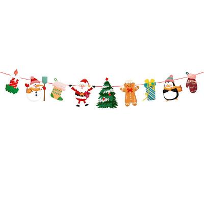 China 2022 Celebration Party Decoration Hot Sale Christmas Garden Decorations Felt Christmas Pennant String Flag Stage Background Decorations for sale