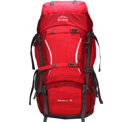 China 2021 Large Capacity Waterproof Climbing Hiking Backpack With Rain Cover 70 Liter Red Mountain Backpacks for sale