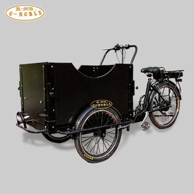 China Take people or pets to the streets family cargo bike with rain cover steel frame tricycle for travel for sale