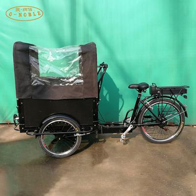 China Take people or pets to the streets tricycle with wooden box electric bike for family use 3 wheel cargo bike for sale