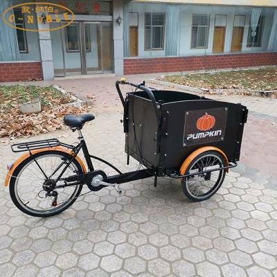 China New 3 wheel Dutch electric adult cargo tricycle family bicycle pedicab model electric rickshaw for sale