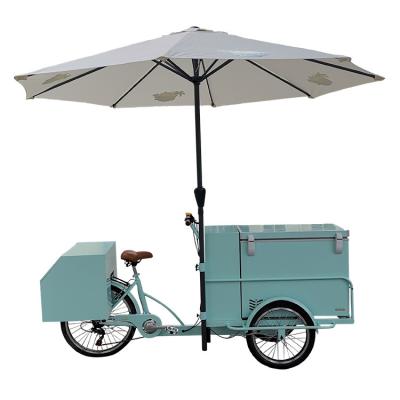 China Retro cargo style ice cream bicycle pedal ice cream tricycle for sale