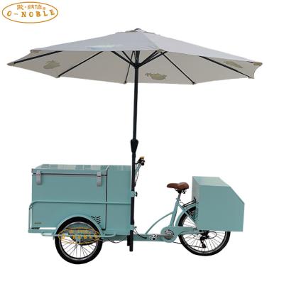 China Cargo Ice Cream Bike Tricycle Ice Cream Snack Cart With Umbrella for sale