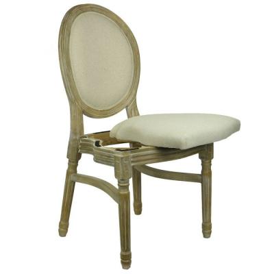 China Stacking Wood Wedding Event Party Solid Upholster Stackable Louis Chair Movable Cushion for sale