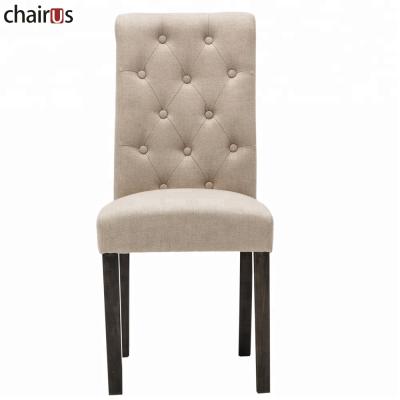 China Wholesale French Solid Wood Tufted High Classic Furniture Wooden Back Table Tufted Back Dining Chair for sale