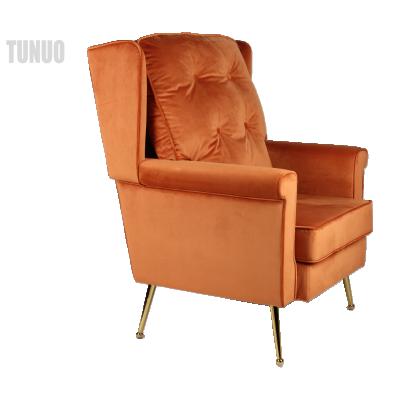 China MODDERN FURNITURE Modern High Cushion EU Furniture Wing Back Living Room Accent Leisure Sofa Chair Orange Accent Chair for sale