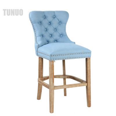 China Mid Century Amazon Ebay Hot Sales Solid Upholstery Bar Chair Wood Antique Bar Stool For Bar Room for sale