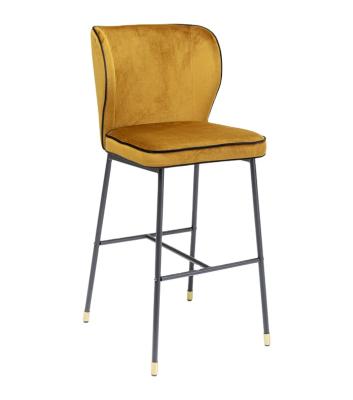 China NEW Design Modern Europe Style Metal Velvet Fabric Upholstery Nordic Bar Chair for sale