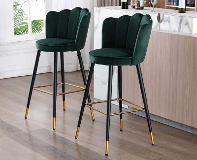 China Best Selling Modern Green Velvet Fabric Upholstery Floral Amazon Bar Chair Counter Stool for sale