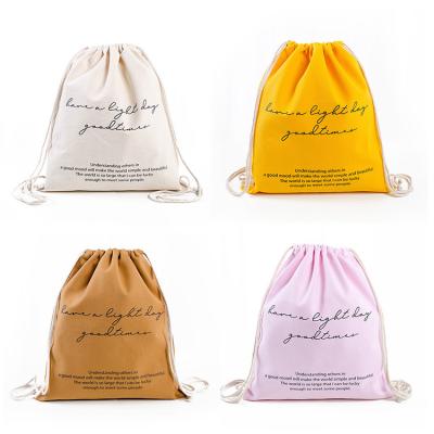 China Rope Handle Low Moq Custom Design Product Promotional Printed Organic Cotton Canvas Drawstring Muslin Pouch Bag for sale