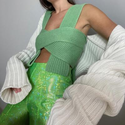 China Spring Fashion Breathable Knitted Sweater DIY Crop Top Elegant Cropped Cardigan Sweater Woman for sale