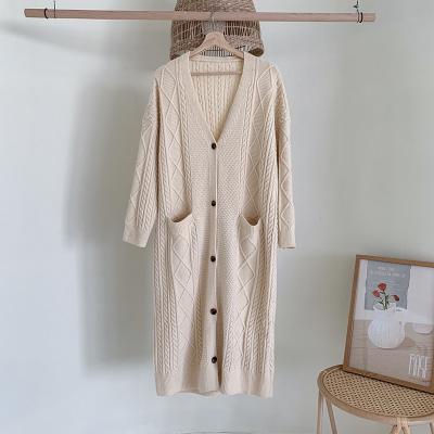 China 2021 Breathable Thick Autumn Winter Button Oversized Long Ladies Knit Cardigan Sweater Custom for sale