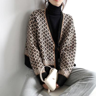 China Winter Breathable Autumn Plaid Elegant Knitted Loose Plus Size Long Cardigan Sweater Woman for sale