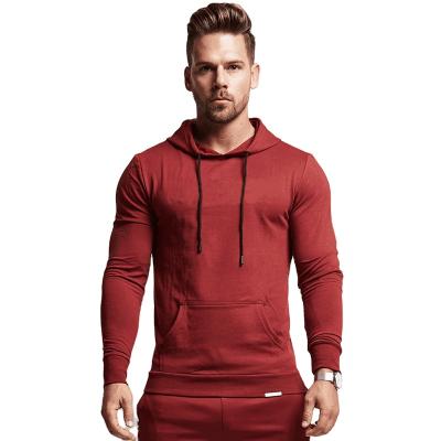 China Fashion Fitness QUICK DRY High Quality Gym Sweaters Men's Burgundy Cotton Custom Embroidered Pullover Hoodies for sale