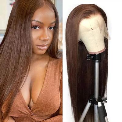 China Straight 4# Brown Full Lace Wig Human Hair Wigs For Women Pre Plucked With Baby Hair Free Part Brazilian Remy 13x2 Lace Frontal Wigs for sale