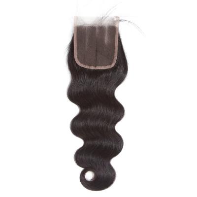 China Body Wave Ready To Ship 100% Virgin Hair 10A Brazilian Body Wave 4*4 Lace Up Three Part Cheap Wholesale Closure, For Black Woman for sale