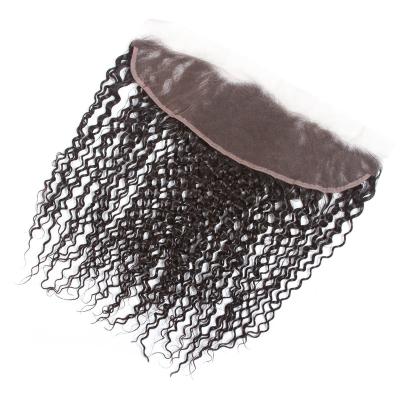 China Wholesale Cheap Jerry Curl Hot Sell 10A Jerry Curly Swiss Lace 13*4 Lace Headband, Best Sale Black Soft Remy Lace Frontal In Discount for sale