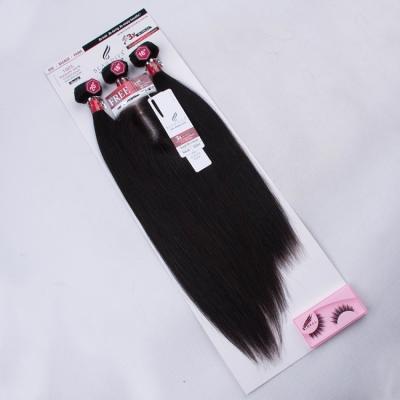 China Allwin Factory Wholesale Cheap Raw Unprocessed Virgin Silky Straight Wave Hair, One Pack Human Solut 60g 60g 55g 3 Bundles With Lace Closure for sale