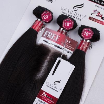 China Silky Straight Wave Cheap Price Allrun Factory Ready To Ship 100% Virgin Human Hair Bundles One Bundle 3 Piece Hair Bundles With A 4*4 Lace Closure for sale