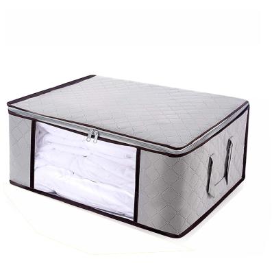 China Folding Durable Handle Thick Fabric Collapsible Clothing Storage Bag For Blanket Comforter Bedding for sale