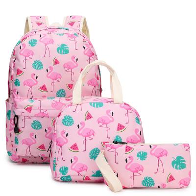 China Three-piece waterproof children school bags girl school bags 3 pc with lunch box backpack three-piece set for sale