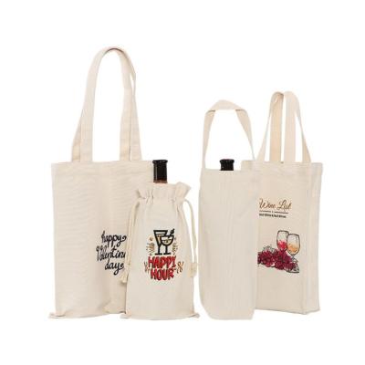 China Handbag/drawing pocket/custom portable folding bag logo canvas wine bag environmental protection drawstring canvas wine bag for sale