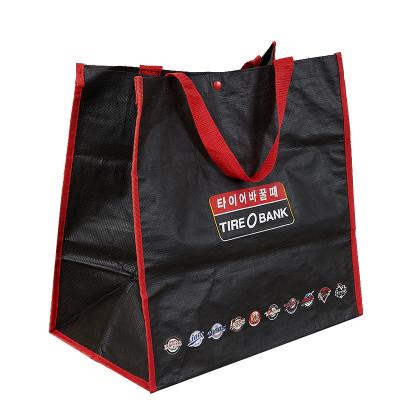 China Handled Large Capacity Shopping Bag Custom Recyclable Supermarket With Logo PP Laminated Bag for sale