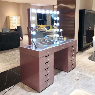 China Actions lit in the USA! Docarelife Popular Modern Bedroom Hollywood Style Dressing Makeup Vanity With Drawers And Mirrors for sale