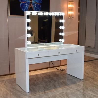 China Docarelife1.5m Lighted See Through Vanity Hollywood Makeup Mirror Table Set With 3 Drawers for sale