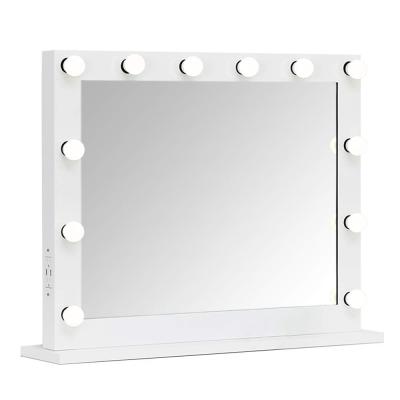 China Desk Mirror 100*80Cm Led Vanity Hollywood Dressing Makeup Salon Lighted Dressing Table Mirror With Bulb Lights for sale