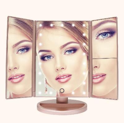 China 180 degree rotation HOT! 22 Led Vanity Mirror With Lights 1X/2X/3X/10X Double Magnification Touch Screen Switch Power Supply Makeup Mirror for sale