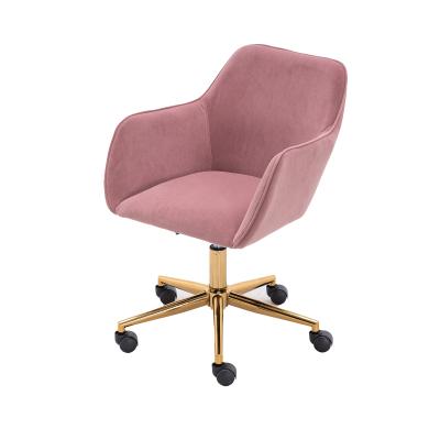 China Adjustable (size) stock in the USA! Docarelife Home Office Fashion Gold Metal Legs Velvet Chair With Wheels for sale