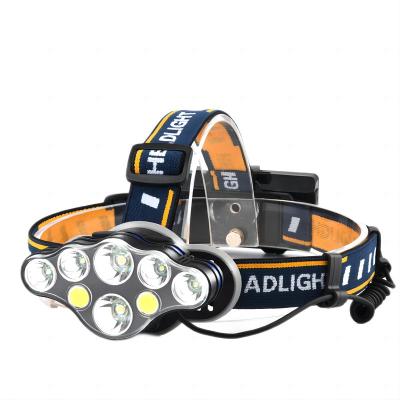 China Camping 7 core 8 core LED headlamp charging super bright headwear long-range flashlight for outdoor climbing night fishing for sale